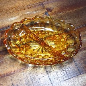 Anchor Hocking Amber Divided Dish